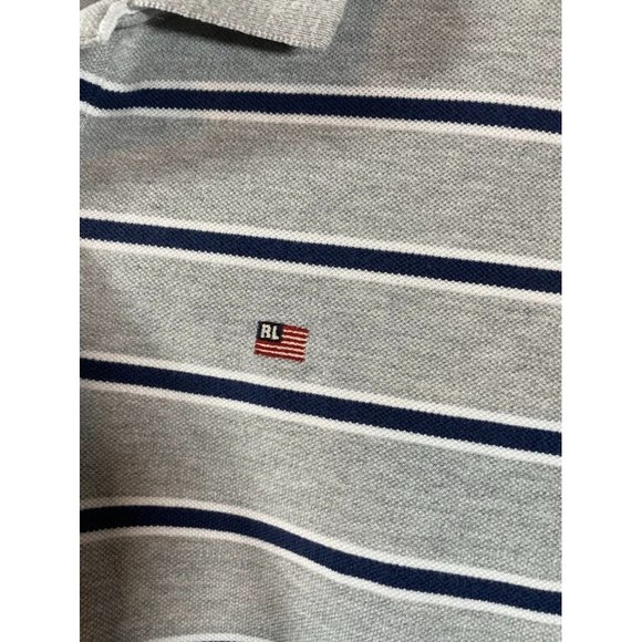 Polo Jeans Company Ralph Lauren - Men's Grey/Blue/White Stripped Short Sleeve Po - Picture 2 of 5